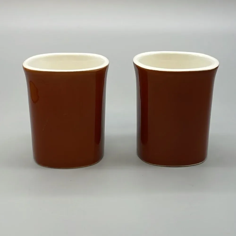 2 Crate & Barrel Espresso Coffee Tea Mugs Brown Ceramic